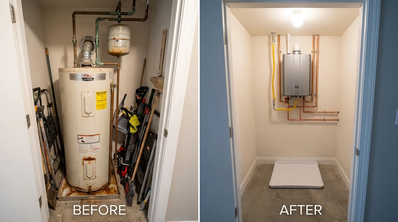 Tank water heater versus wall-mounted tankless unit comparison for Ambridge, PA homeowners
